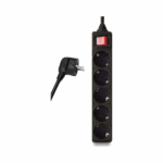 POWERTECH πολύπριζο PT-875, 5x schuko, 16A, 1.5m, μαύρο - Image 2