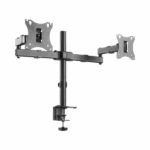 Brateck LDT24-C024 Βάση Γραφείου για 2 Οθόνες έως 27" με Βραχίονα Ασημί
