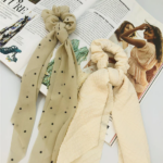 Σετ Scrunchies Beige με Κορδέλα 2τμχ. - Image 2