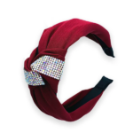 Στέκα Μαλλιών Σατέν με Στρας λεπτομέρεια Μπορντό