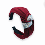 Στέκα Μαλλιών Σατέν με Στρας λεπτομέρεια Μπορντό - Image 2