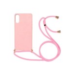 Θήκη Σιλικόνης για iPhone XS Max ΟΕΜ Με Λουράκι Λαιμού Ροζ